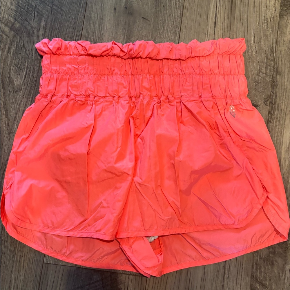 Free People Bright Orange Athletic Shorts with Elastic Waistband